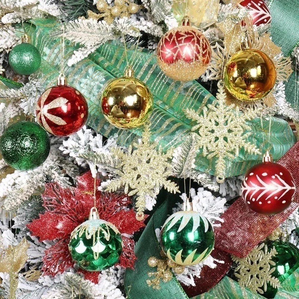 Brand New Set of 30 Red, Green & Gold Christmas Ball Ornaments Decorations